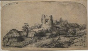 Paysage avec une tour carrée