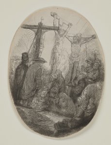 Christ crucifié entre deux voleurs : Une plaque ovale, c.1641 - Rembrandt van Rijn
