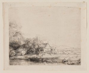 Paysage avec une vache buvant, c.1650 - Rembrandt Harmensz. van Rijn