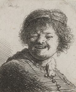 Rembrandt avec un Chapeau, Riant : Buste - Rembrandt van Rijn