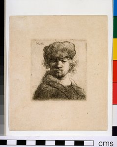 Autoportrait avec un bonnet de fourrure épais