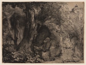 Saint François sous un arbre priant - Rembrandt Harmensz. van Rijn