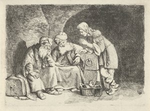 Joseph interprète les rêves du boulanger et du sommelier - Rembrandt van Rijn (follower of)