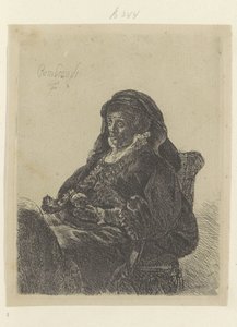 La mère de Rembrandt en veuve avec des gants noirs - Rembrandt van Rijn (school of)