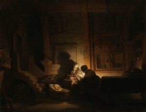La Sainte Famille la nuit - Rembrandt van Rijn (workshop of)