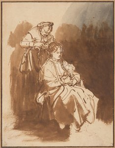 Une jeune femme se faisant tresser les cheveux, vers 1637