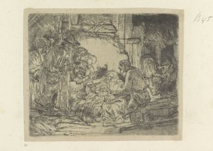 Adoration des bergers: avec la lampe à huile - Rembrandt van Rijn
