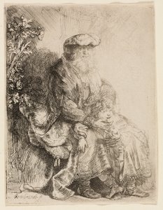 Abraham caressant Isaac - Rembrandt van Rijn
