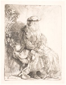 Abraham caressant Isaac - Rembrandt van Rijn