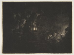 Adoration des bergers : une scène de nuit, vers 1657. - Rembrandt van Rijn