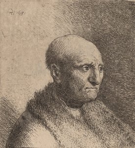Homme chauve en manteau de fourrure - Rembrandt van Rijn