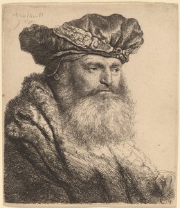 Homme barbu avec un bonnet de velours avec une attache de bijou - Rembrandt van Rijn