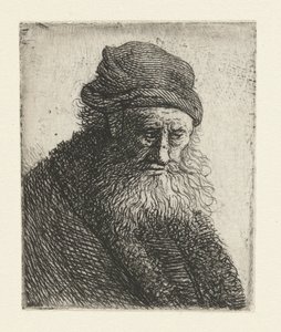 Homme barbu aux cheveux courts et ondulés : buste - Rembrandt van Rijn