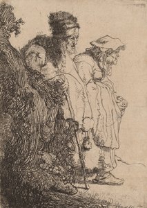 Mendiant homme et femme derrière une banque, vers 1630 - Rembrandt van Rijn