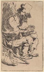 Mendiant assis réchauffant ses mains à un brasero - Rembrandt van Rijn