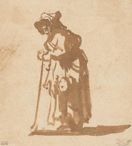 Mendiante appuyée sur un bâton, 1628-1630