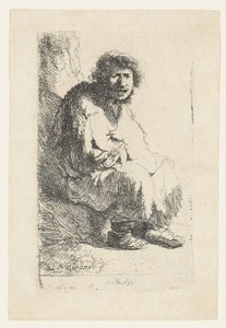 Mendiant assis sur une berge, 1630 - Rembrandt van Rijn
