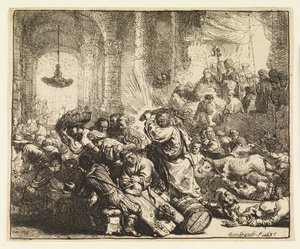 Christ chassant les marchands du temple - Rembrandt van Rijn