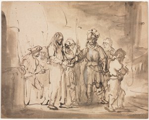 Christ emmené devant Caïphe - Rembrandt van Rijn
