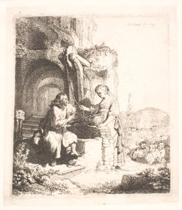 Christ et la femme de Samarie : parmi les ruines - Rembrandt van Rijn