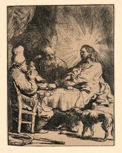 Le Christ à Emmaüs : La petite plaque - Rembrandt van Rijn