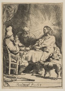Le Christ à Emmaüs : La plus petite planche, 1634 - Rembrandt van Rijn