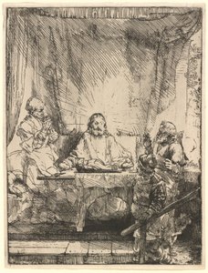 Christ à Emmaüs : la grande plaque - Rembrandt van Rijn