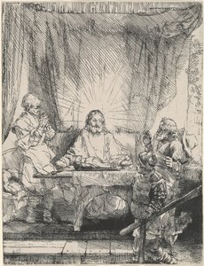 Le Christ à Emmaüs : la grande planche - Rembrandt van Rijn