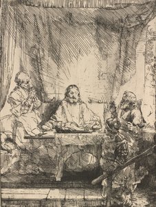 Christ à Emmaüs (la grande plaque) - Rembrandt van Rijn