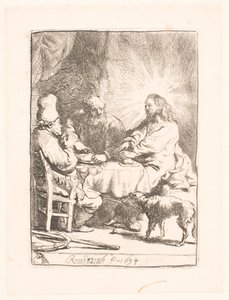 Le Christ à Emmaüs : la plus petite planche - Rembrandt van Rijn