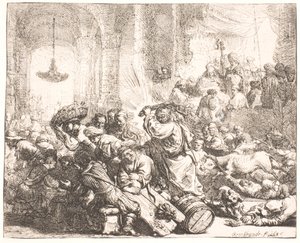 Christ chassant les marchands du temple - Rembrandt van Rijn