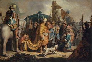 David avec la tête de Goliath devant Saül