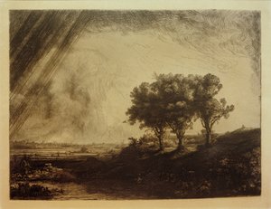 Le paysage avec les trois arbres - Rembrandt van Rijn