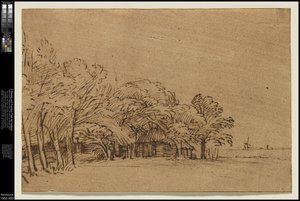 Ferme sous les arbres, c.1650 - Rembrandt van Rijn