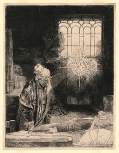 Faust dans son étude, regardant un disque magique