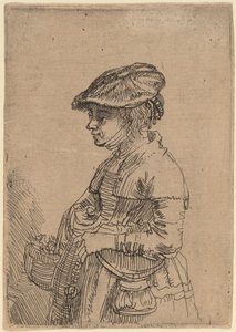 Fille avec un panier
