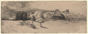 Paysage avec un bâtiment de ferme et la "Maison avec la tour"