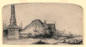 Paysage avec un obélisque - Rembrandt van Rijn