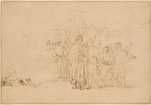 Loth et sa famille quittant Sodome - Rembrandt van Rijn
