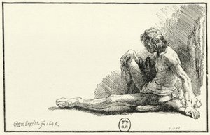 Nu masculin, assis par terre - Rembrandt van Rijn