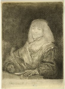 Homme à un Bureau portant une Croix et une Chaîne - Rembrandt van Rijn