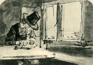 Homme dessinant à la fenêtre, milieu du 17ème siècle, 1943 - Rembrandt van Rijn