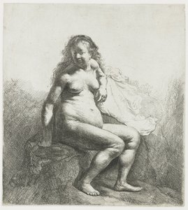 Femme nue sur une butte - Rembrandt van Rijn