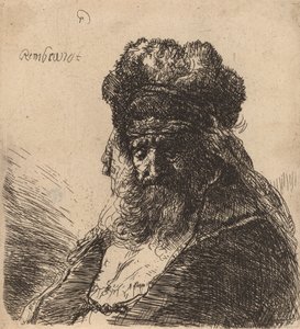 Vieil homme barbu avec un bonnet de fourrure, les yeux fermés