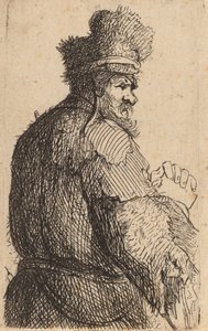 Vieil homme vu de dos, profil à droite