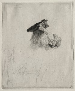 Vieil homme se protégeant les yeux avec sa main, vers 1639 - Rembrandt van Rijn
