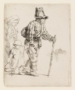 Une famille de paysans à la traîne - Rembrandt van Rijn
