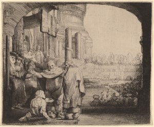 Pierre et Jean guérissant le paralytique à la porte du temple - Rembrandt van Rijn