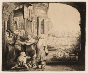 Pierre et Jean guérissant le paralytique à la porte du temple - Rembrandt van Rijn