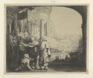 Pierre et Jean guérissant un infirme à la porte du Temple - Rembrandt van Rijn